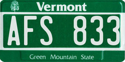 VT license plate AFS833