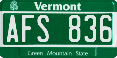 VT license plate AFS836