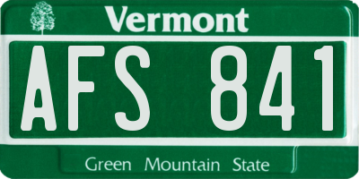 VT license plate AFS841