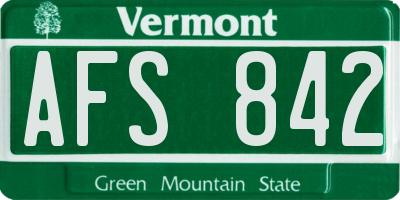 VT license plate AFS842