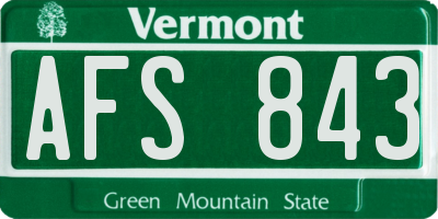 VT license plate AFS843