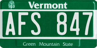 VT license plate AFS847