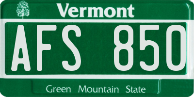 VT license plate AFS850