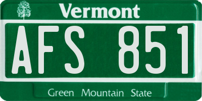 VT license plate AFS851
