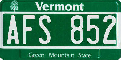 VT license plate AFS852