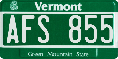 VT license plate AFS855