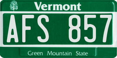 VT license plate AFS857