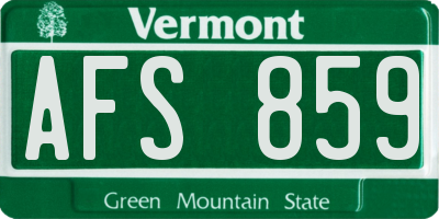 VT license plate AFS859