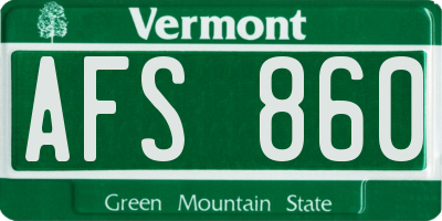 VT license plate AFS860