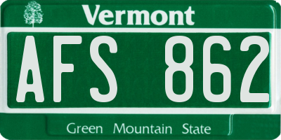 VT license plate AFS862