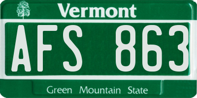VT license plate AFS863