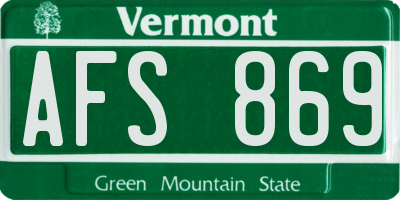 VT license plate AFS869