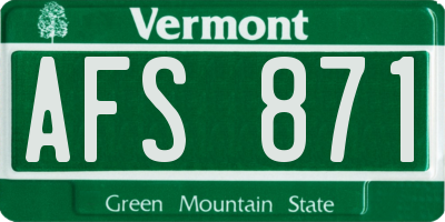 VT license plate AFS871