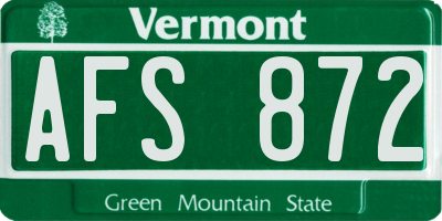VT license plate AFS872