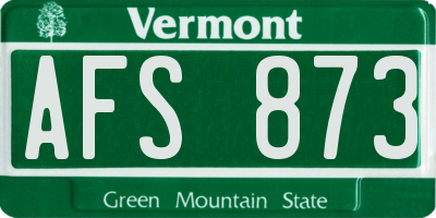 VT license plate AFS873