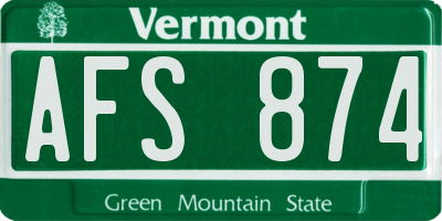 VT license plate AFS874