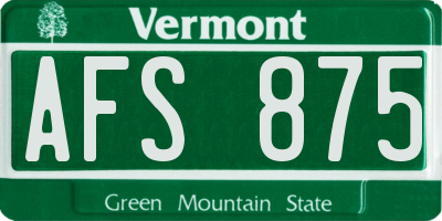VT license plate AFS875