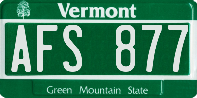 VT license plate AFS877