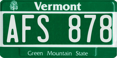 VT license plate AFS878