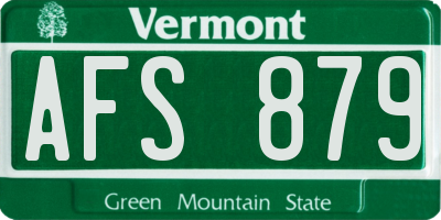 VT license plate AFS879