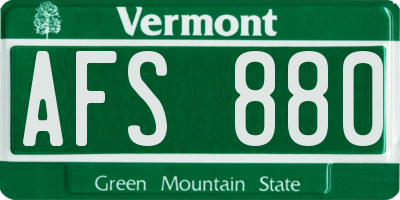 VT license plate AFS880