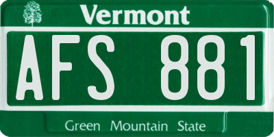 VT license plate AFS881