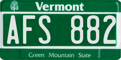 VT license plate AFS882