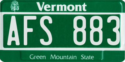 VT license plate AFS883