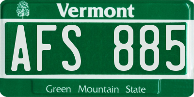 VT license plate AFS885