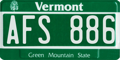 VT license plate AFS886