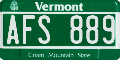 VT license plate AFS889