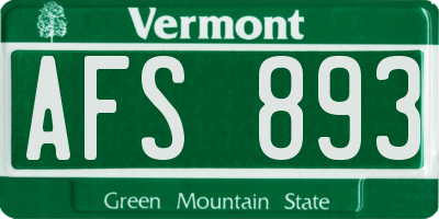 VT license plate AFS893