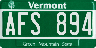 VT license plate AFS894