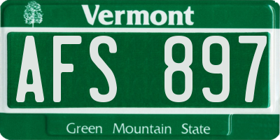 VT license plate AFS897