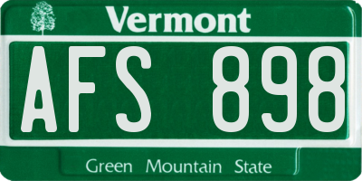 VT license plate AFS898