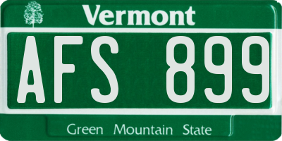 VT license plate AFS899