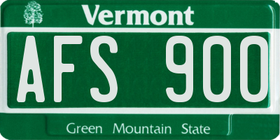 VT license plate AFS900