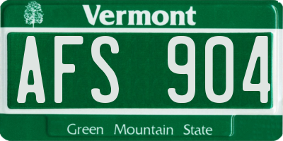 VT license plate AFS904