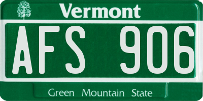 VT license plate AFS906