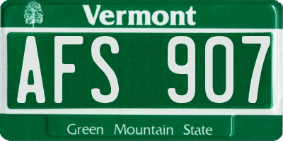 VT license plate AFS907