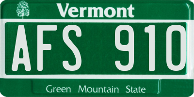 VT license plate AFS910