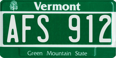 VT license plate AFS912