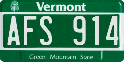 VT license plate AFS914