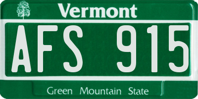 VT license plate AFS915
