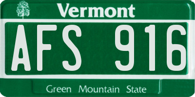 VT license plate AFS916