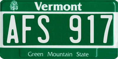 VT license plate AFS917