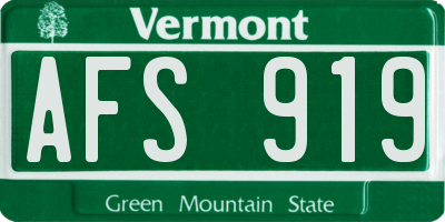 VT license plate AFS919