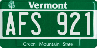 VT license plate AFS921
