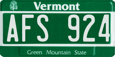 VT license plate AFS924