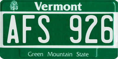 VT license plate AFS926